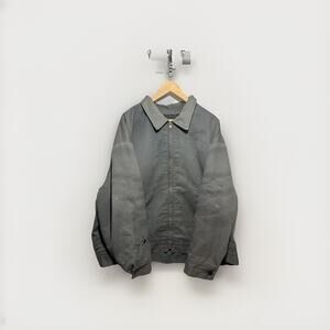 Dickies Skull Flame Work Jacket Gray 3XL Distressed Grunge Biker Canvas Coat
